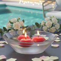 24 Lü Çap : 5 cm Kırmızı Yüzen Mum 