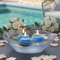 24 Lü Çap : 5 cm Mavi Suda Yüzen Mum