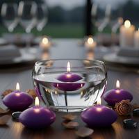 24 Lü Çap : 5 cm Mor Yüzen Mum 