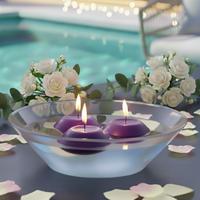 24 Lü Çap : 5 cm Mor Yüzen Mum 