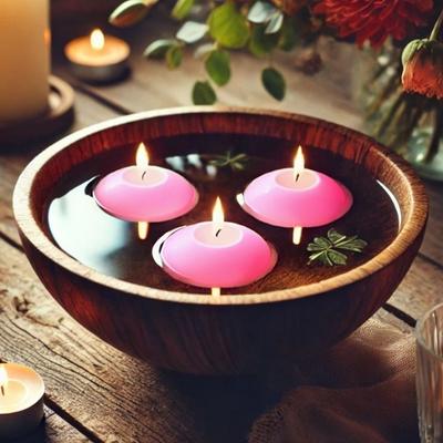 24 Lü Çap : 5 cm Pembe Yüzen Mum 