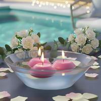 24 Lü Çap : 5 cm Pembe Yüzen Mum 