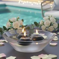 24 Lü Çap : 5 cm Siyah Suda Yüzen Mum