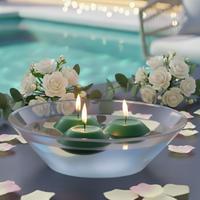 24 Lü Çap : 5 cm Yeşil Suda Yüzen Mum