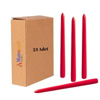24 Lü Kırmızı Konik Şamdan Mum 