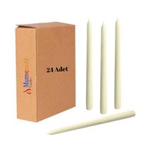 24 Lü Krem  Konik Şamdan Mum 