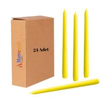 24 Lü Sarı Konik Şamdan Mum 
