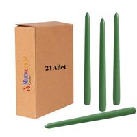 24 Lü Yeşil Konik Şamdan Mum 