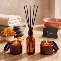 3'lü Koku ve Mum Seti Amber Seri Amber Çiçeği Kokulu 50 ml