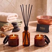 3 lü Koku ve Mum Seti Amber Seri Sandal Ağcı Kokulu 50 ml