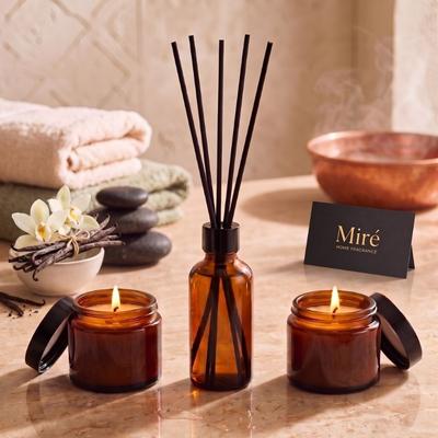 3 lü Koku ve Mum Seti Amber Seri Vanilya Kokulu 50 ml