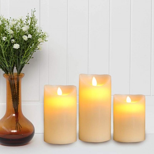 3 Lü Mum Görünümlü Hareket Alev Set Mum - Görsel 6