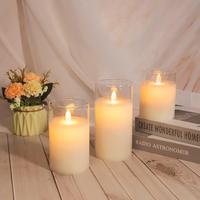3 Lü Set Haraket Alev Dekoratif Led Mum 
