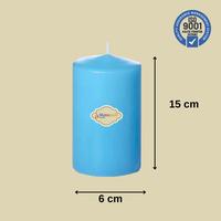 3 Lü  Açık Mavi Set Mum Çap :6 cm