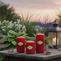 3 Lü  Kırmızı Set Mum Çap :6 cm