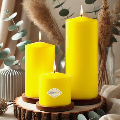 3 Lü  Sarı Set Mum Çap :6 cm