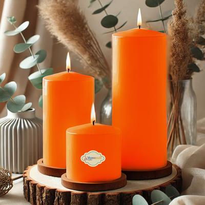 3 Lü  Turuncu Set Mum Çap :6 cm