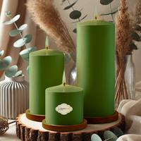 3 Lü  Yeşil Set Mum Çap :6 cm
