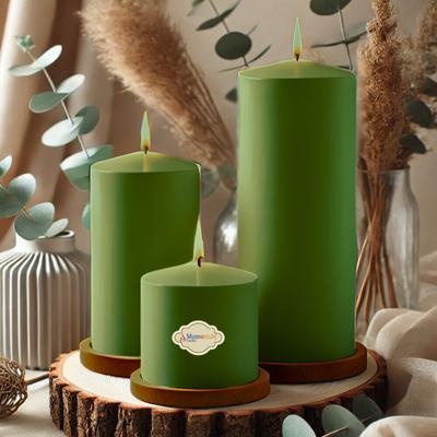 3 Lü  Yeşil Set Mum Çap :6 cm