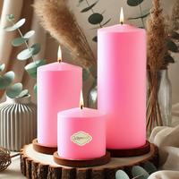 3 Lü Pembe Set Mum Çap :6 cm