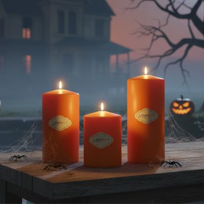 3 Lü Halloween Turuncu Set Mum Çap :6 cm
