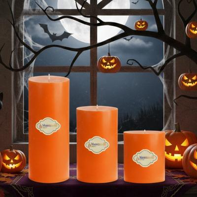 3 Lü Halloween Turuncu Set Mum Çap :7 cm