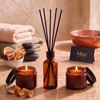 3 lü Koku ve Mum Seti Amber Seri Portakal Tarçın Kokulu 50 ml