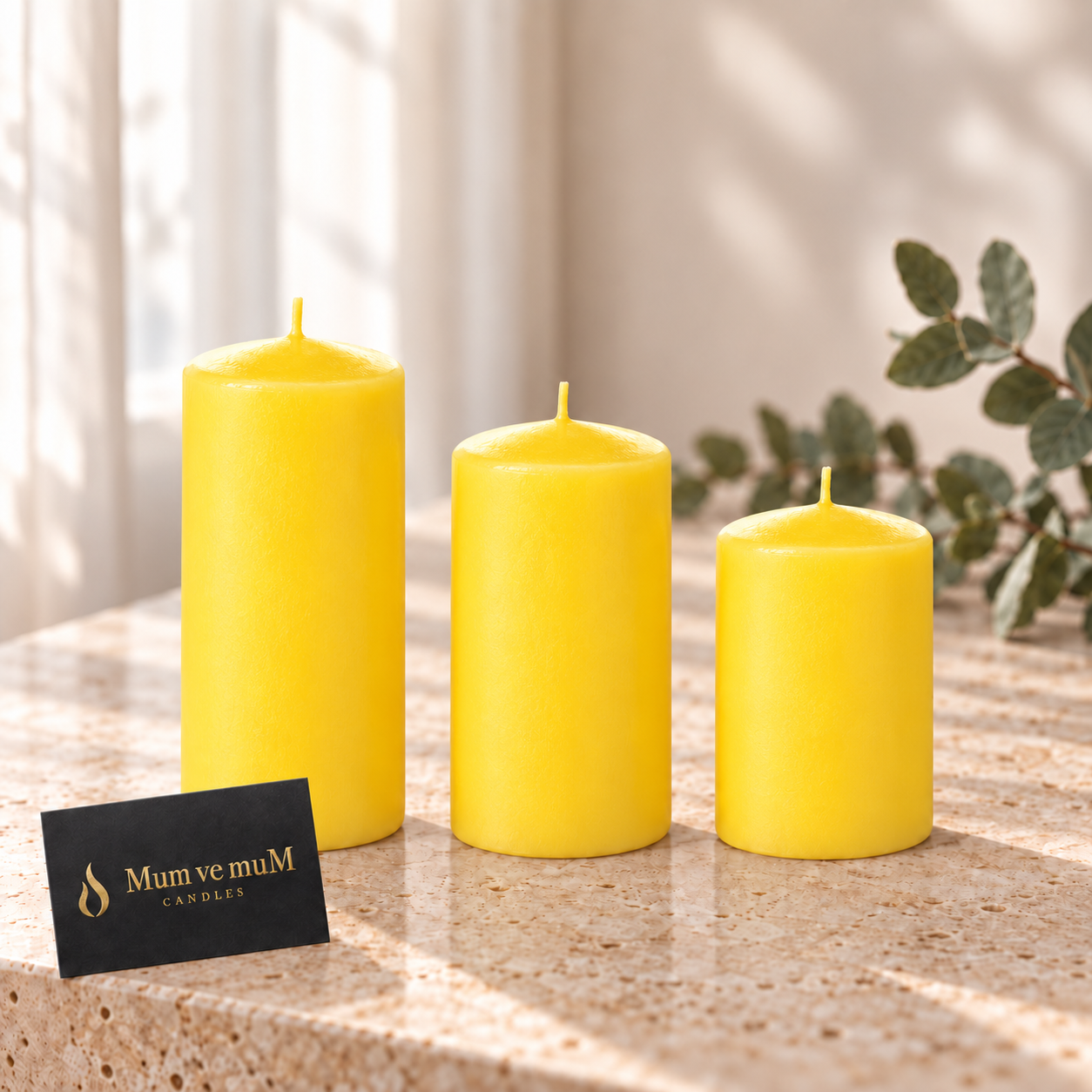 3 Lü Midium Set Mum Sarı Çap :5 cm