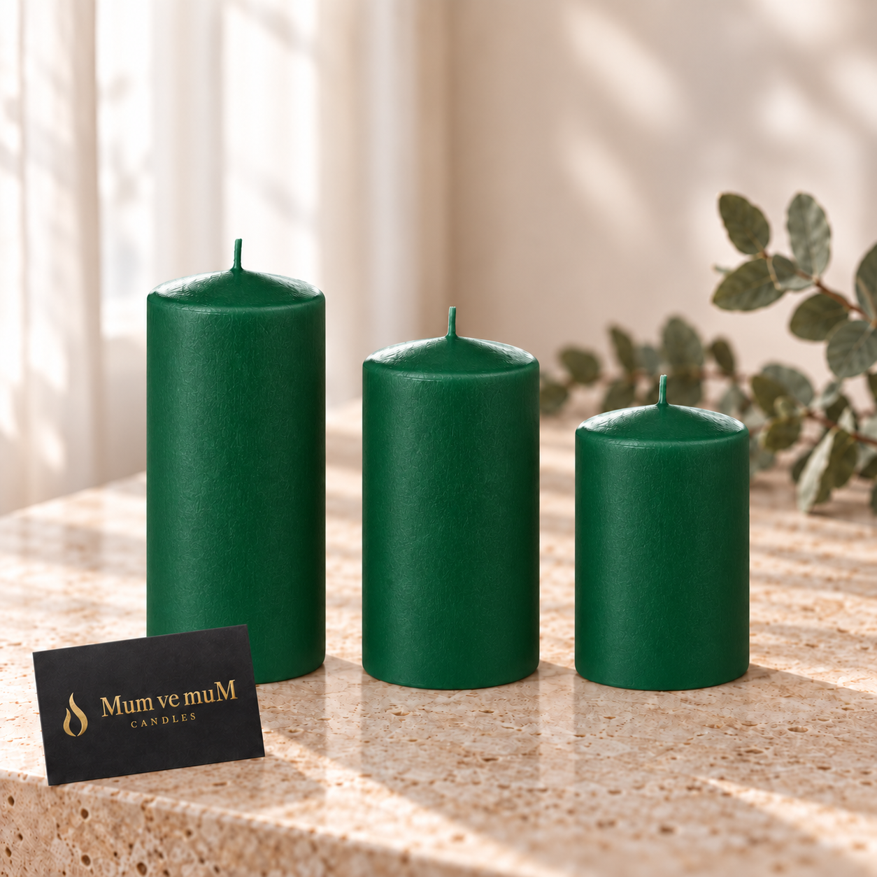 3 Lü Midium Set Mum Yeşil Çap :5 cm