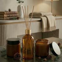 3 Lü Set Çam Kokulu Bambu Çubuklu Oda Kokusu ve Çam Kokulu Mumlar