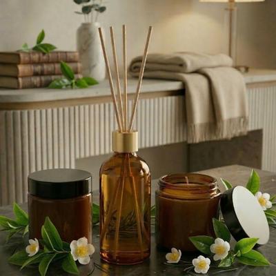 3 Lü Set Çay Kokulu Bambu Çubuklu Oda Kokusu ve Çay  Kokulu Mumlar