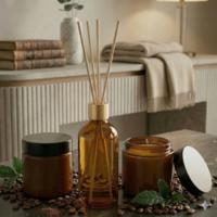 3 Lü Set Kahve Kokulu Bambu Çubuklu Oda Kokusu ve Kahve Kokulu Mumlar