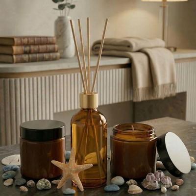 3 Lü Set Okyanus Kokulu Bambu Çubuklu Oda Kokusu ve Okyanus Kokulu Mumlar