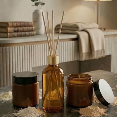 3 Lü Set Pudra Kokulu Bambu Çubuklu Oda Kokusu ve Pudra Kokulu Mumlar