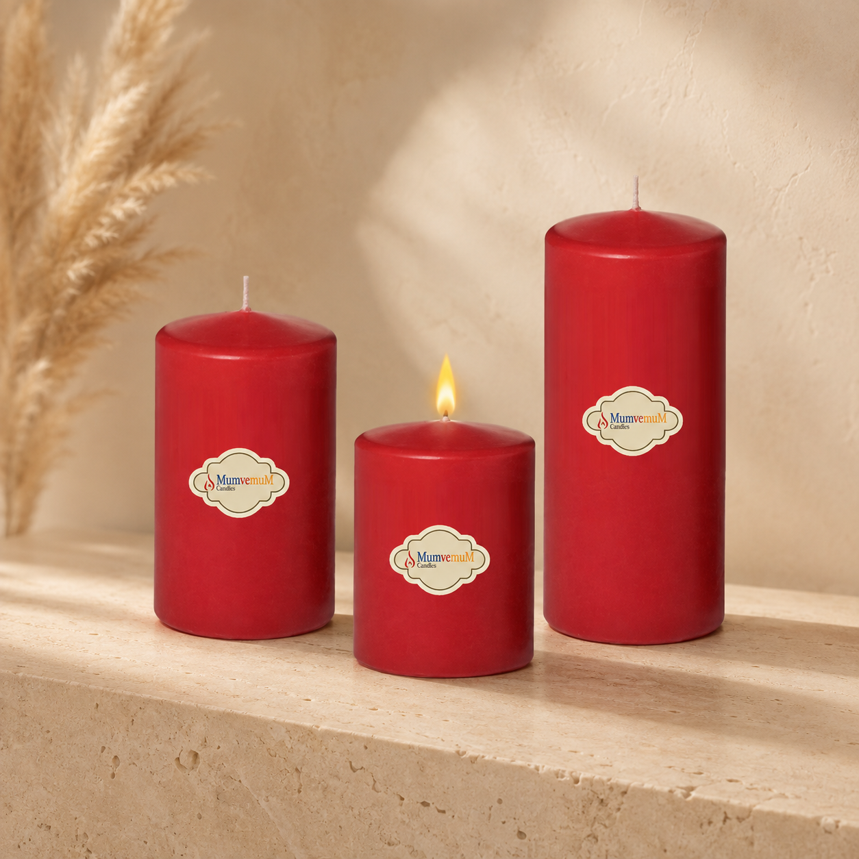 3 Lü Small Set Mum Kırmızı Çap :5 cm
