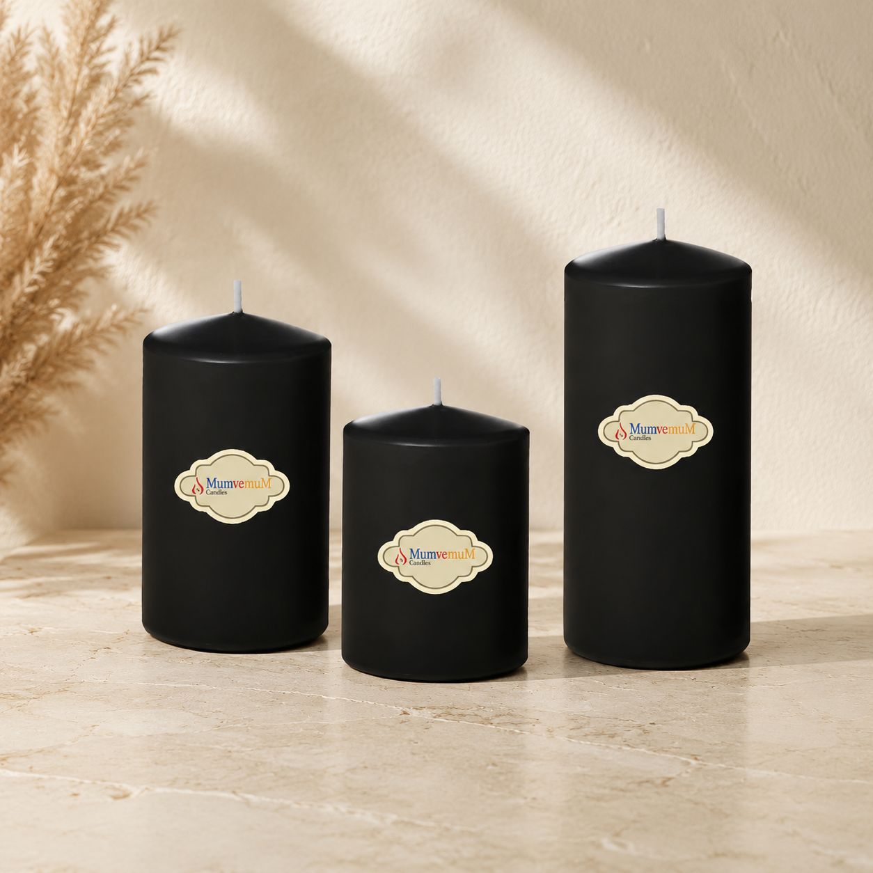 3 Lü Small Set Mum Siyah Çap :5 cm