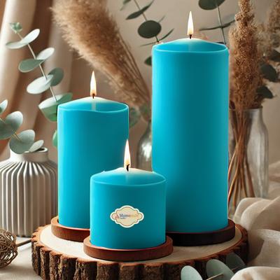 3 Lü Turkuaz Renk Set Mum Çap :6 cm