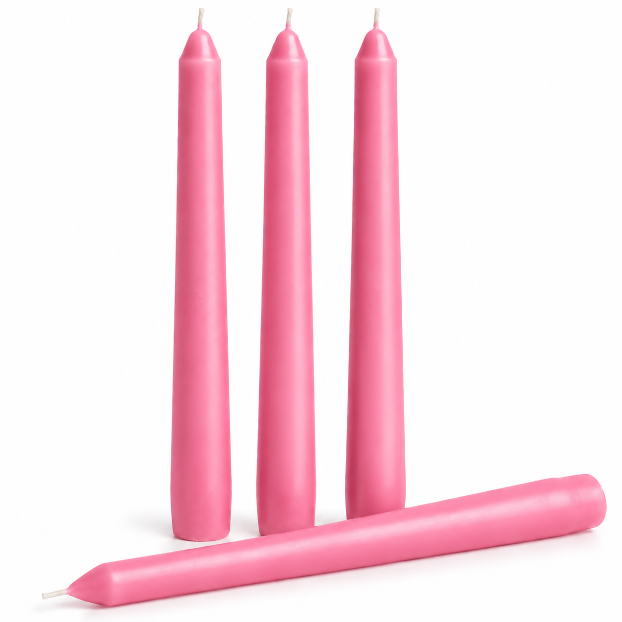 4'lü Pembe Konik Şamdan Mum 25 cm