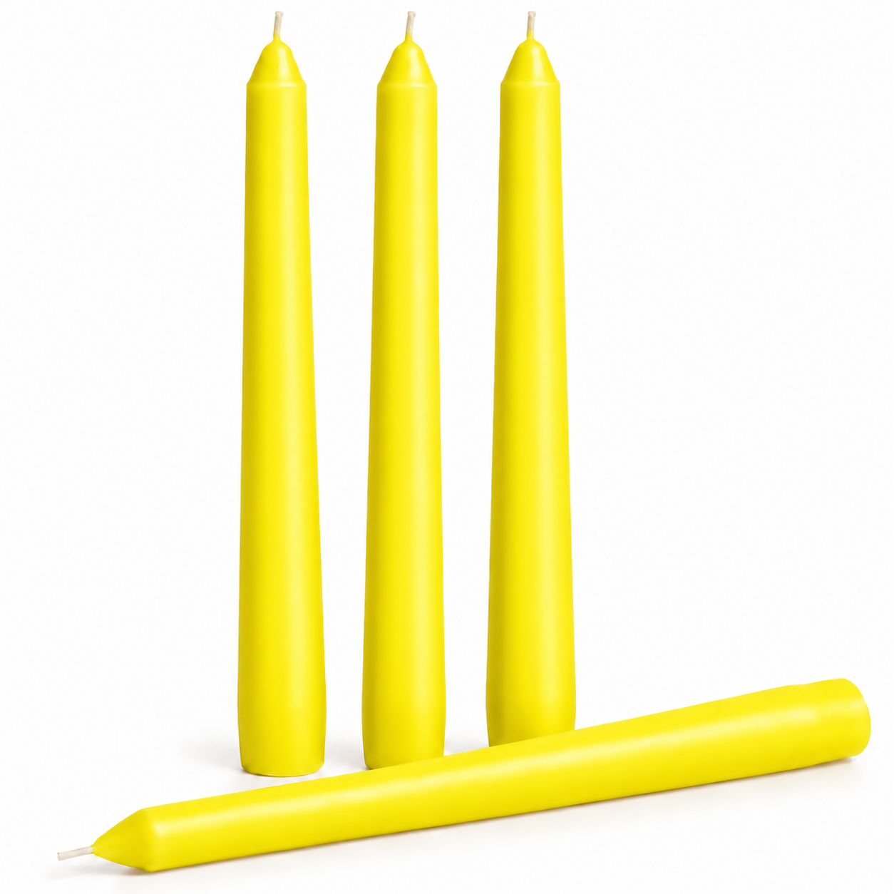 4'lü Sarı Konik Şamdan Mum 25 cm