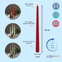 1 Koli 144 Adet  Bordo Renk Konik Şamdan Mum 