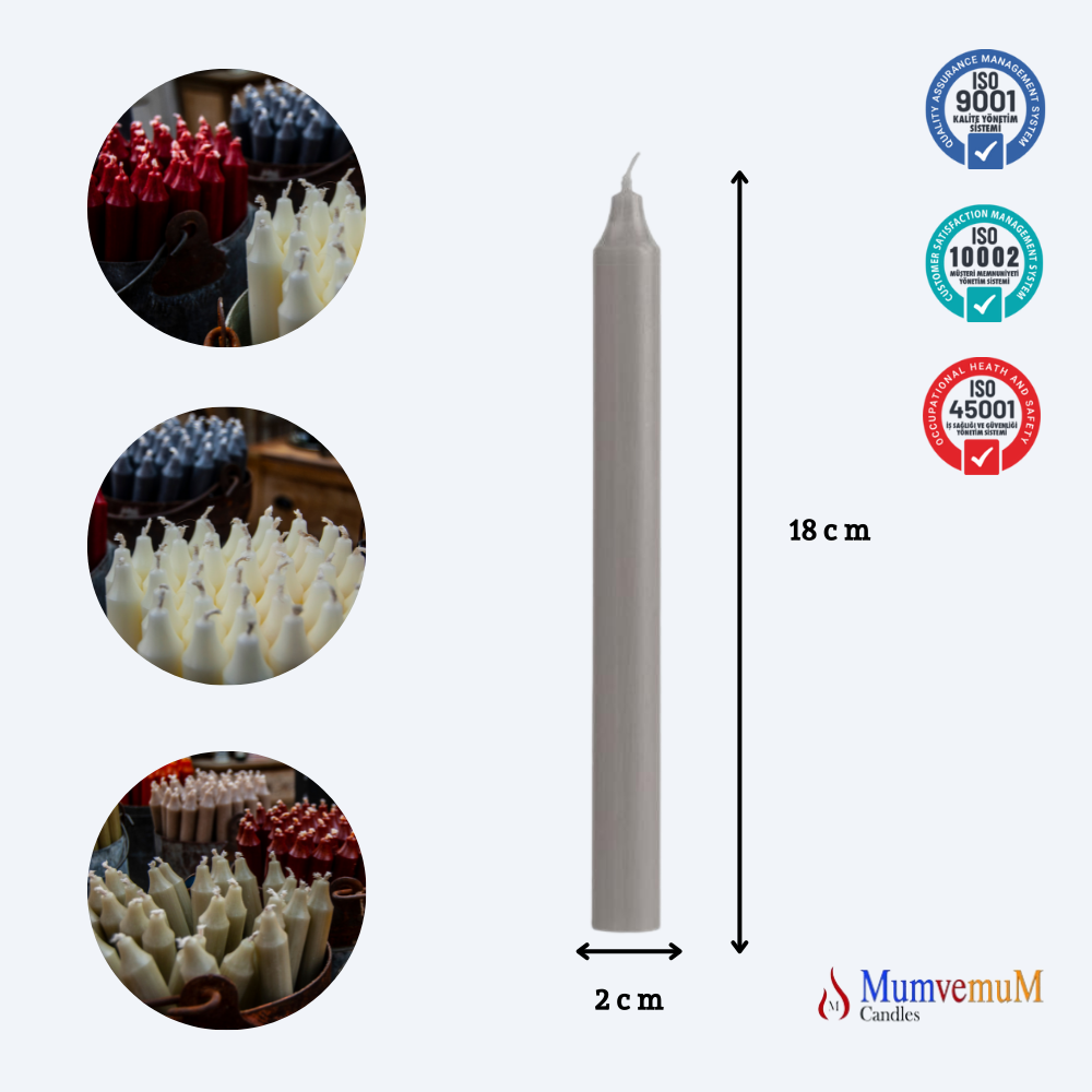 4 Lü Gri Fener Şamdan Mum - Görsel 2
