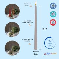 4 Lu Gri Konik Şamdan Mum 