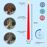 24 Lü Kırmızı Konik Şamdan Mum 