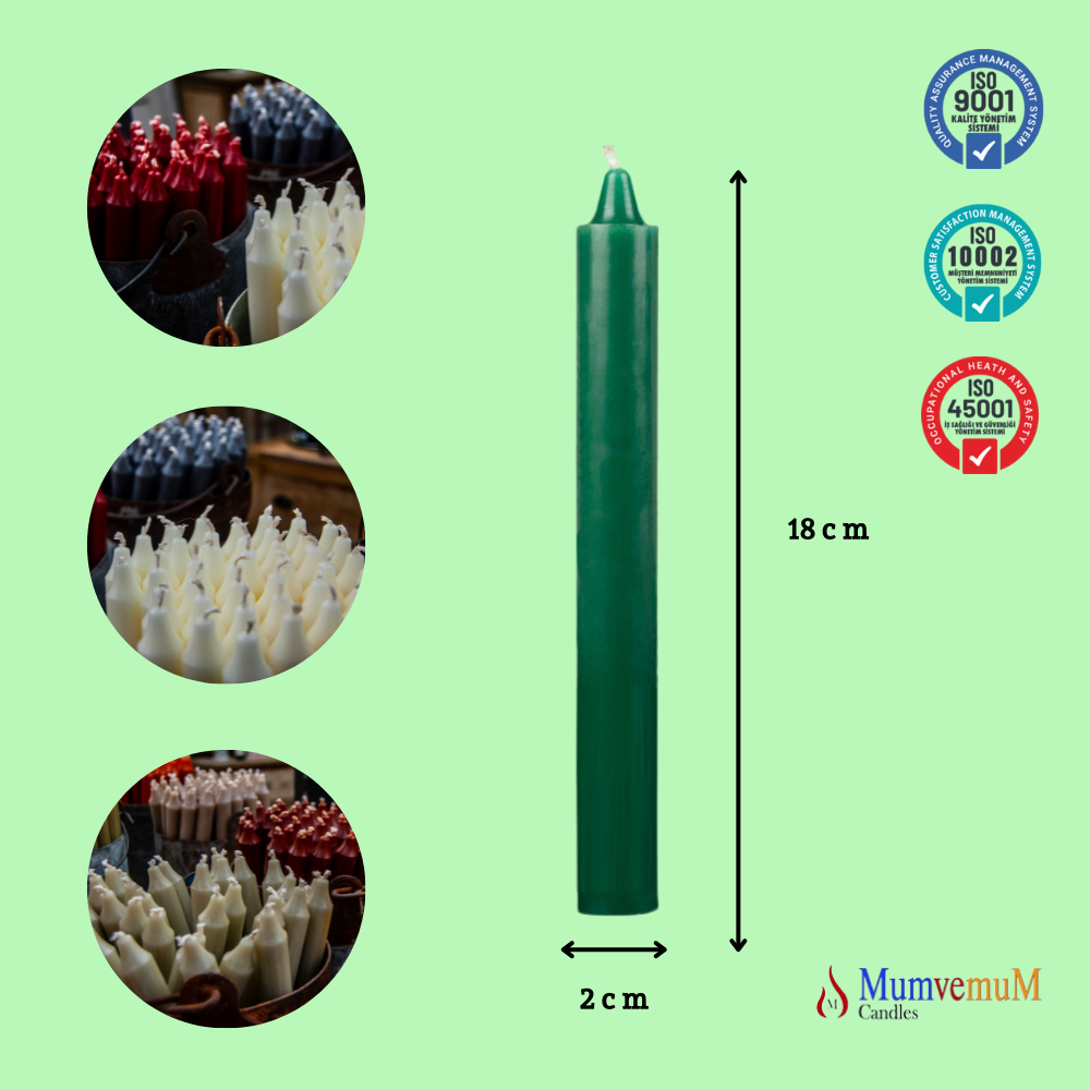 4 Lü Yeşil Fener Şamdan Mum - Görsel 2