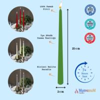 4 Lu Yeşil Konik Şamdan Mum 