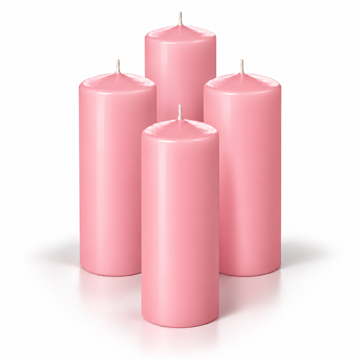 4 Lü Paket 5x12 Pembe Kütük Mum 