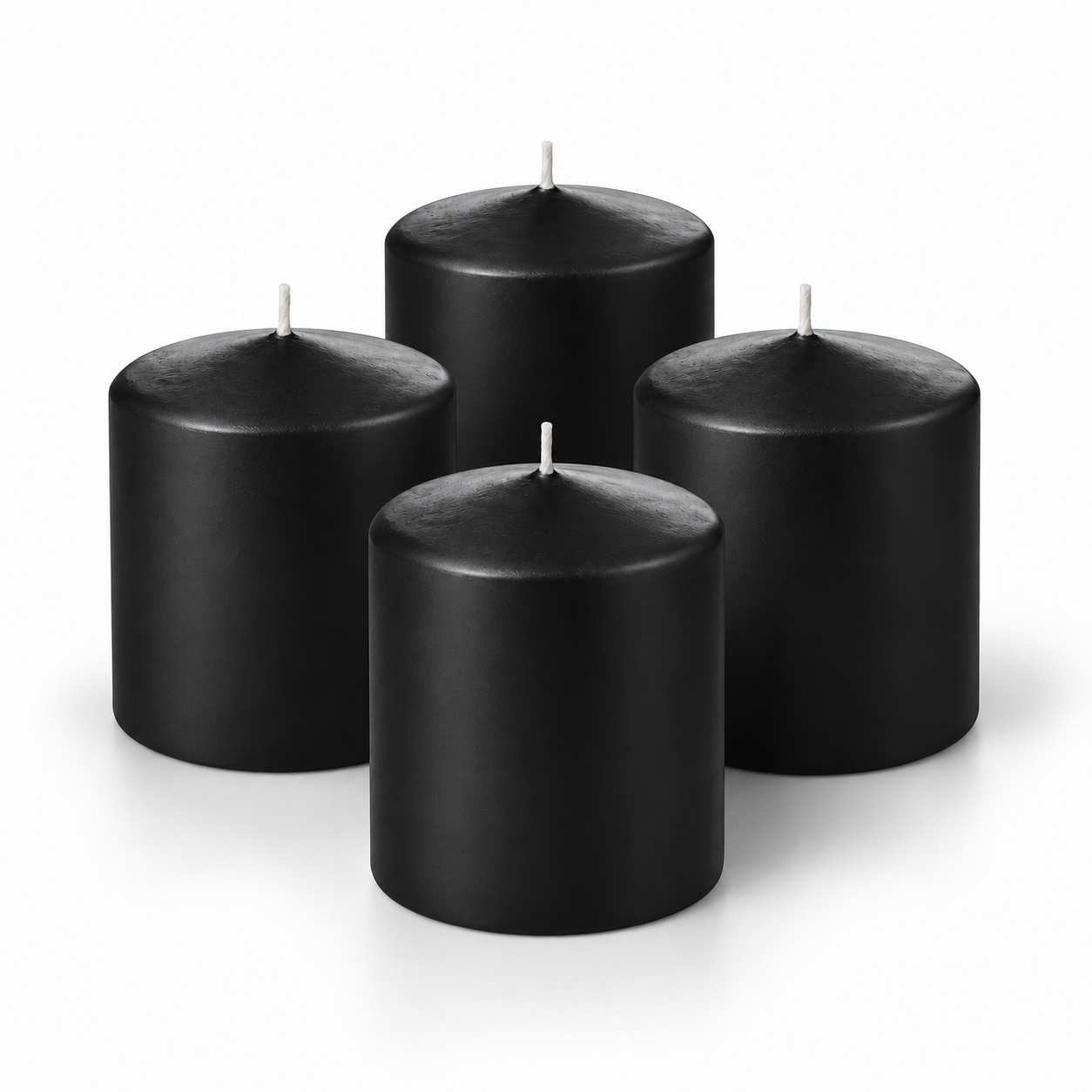 4 Lü Paket 5x6 Siyah Kütük Mum 