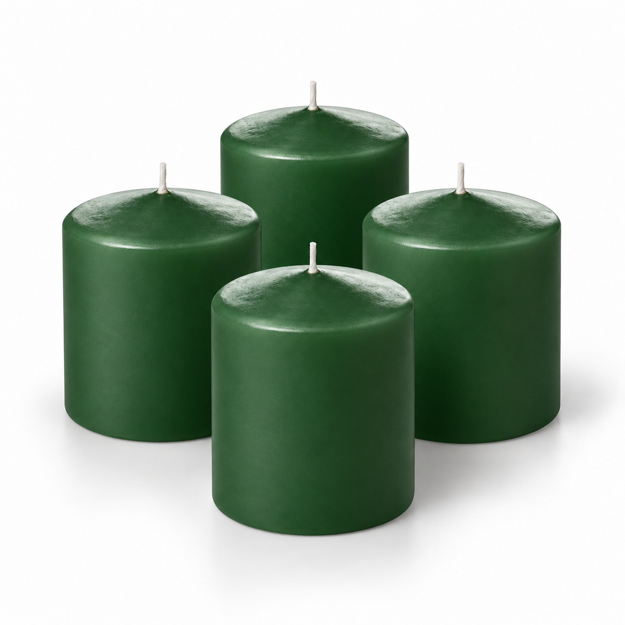 4 Lü Paket 5x6 Yeşil Kütük Mum 