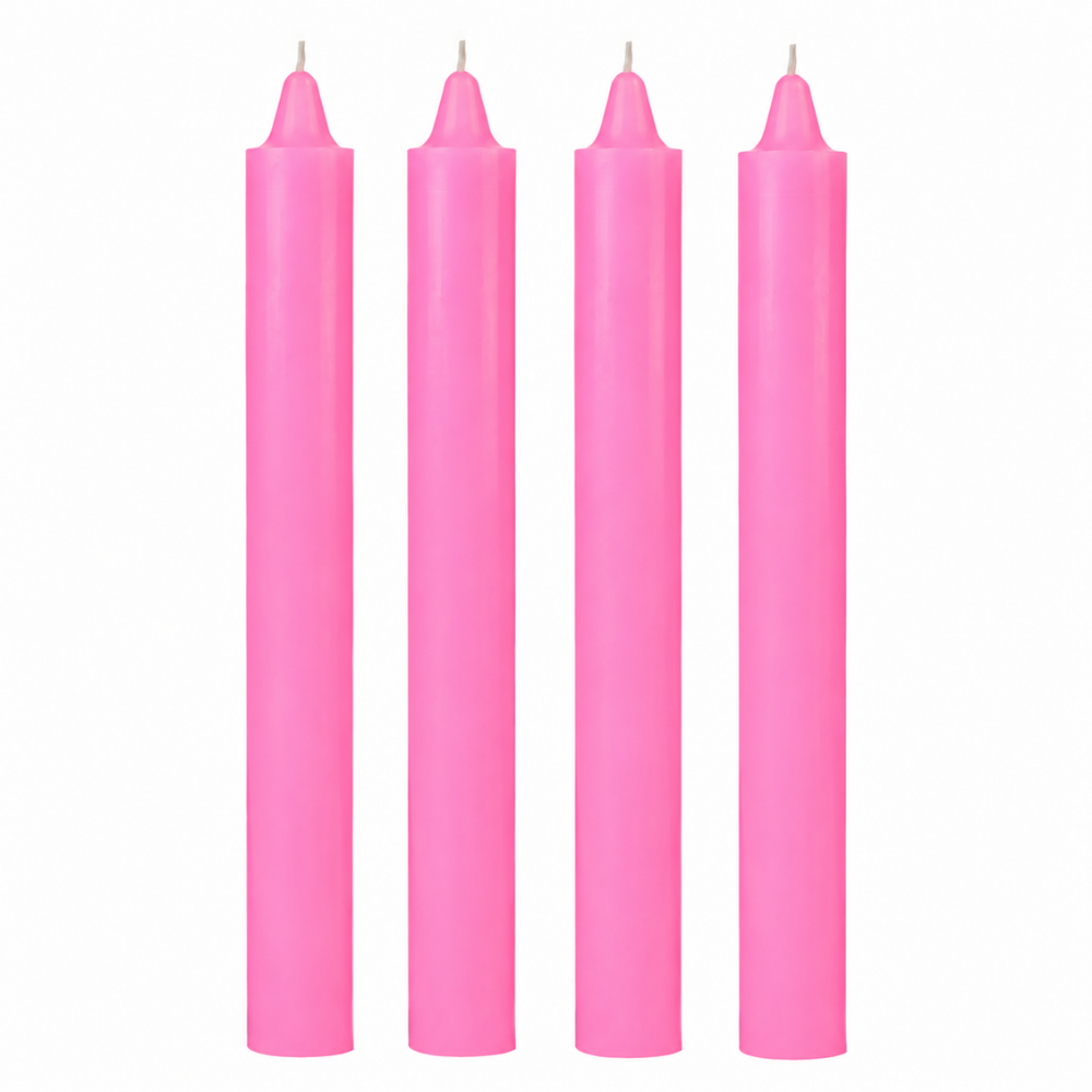 4 Lü Pembe Fener Şamdan Mum