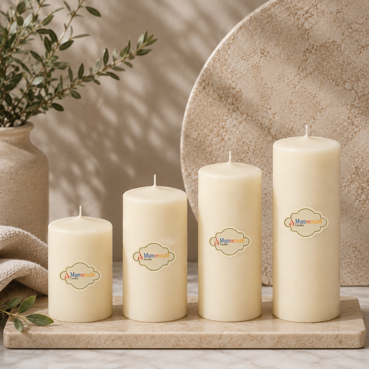 4 Lü Set Mum Krem Çap :5 cm